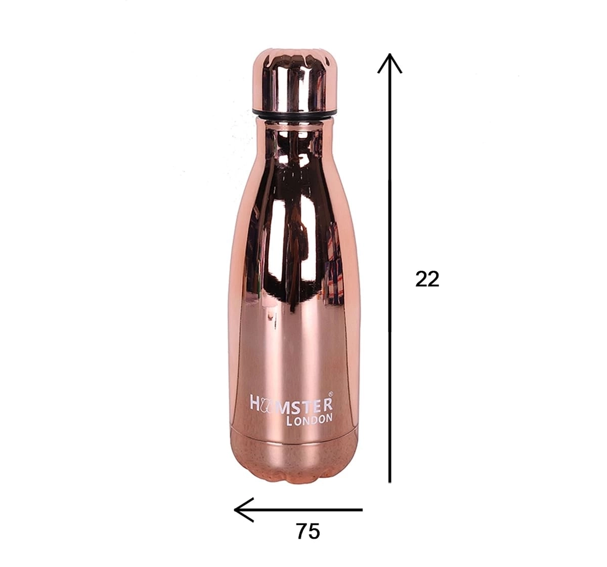 Stainless Steel Insulated Water Bottle by Hamster London for Kids, Rose Gold, Non-Toxic, BPA Free, 350ml, 5Y+