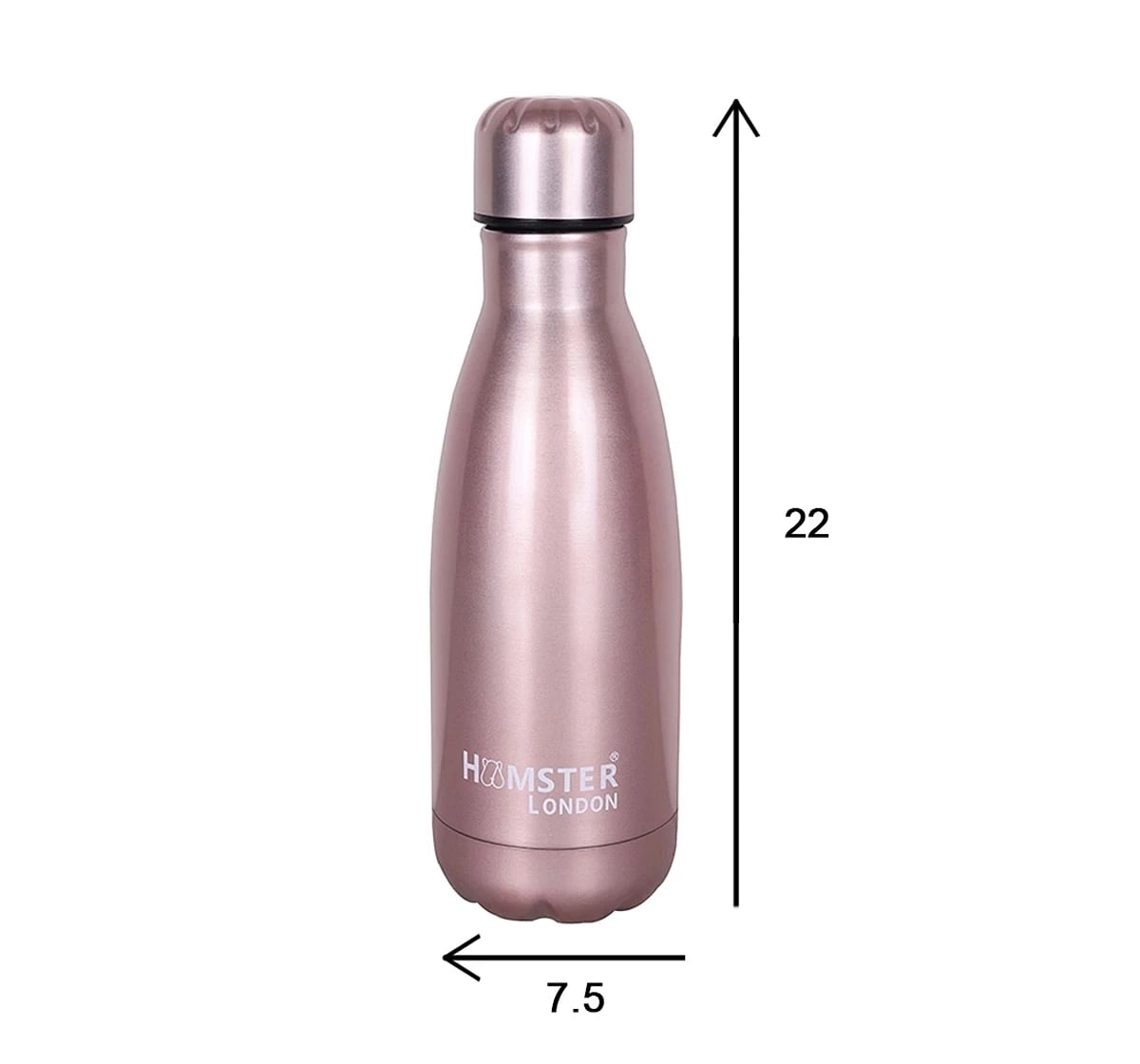 Stainless Steel Insulated Water Bottle by Hamster London for Kids, Rose Pink, Non-Toxic, BPA Free, 350ml, 5Y+