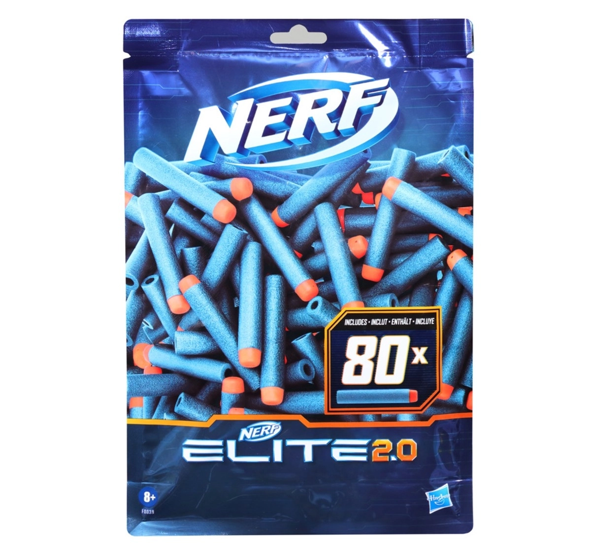 Nerf Elite 2.0 Dart Refill, 80 Nerf Elite Darts, Outdoor Games for Kids, Multicolor, 8Y+