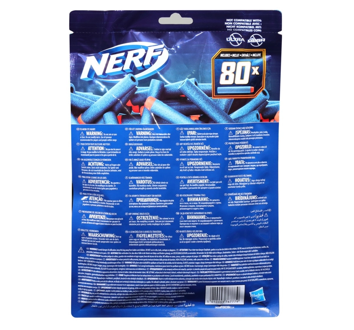 Nerf Elite 2.0 Dart Refill, 80 Nerf Elite Darts, Outdoor Games for Kids, Multicolor, 8Y+