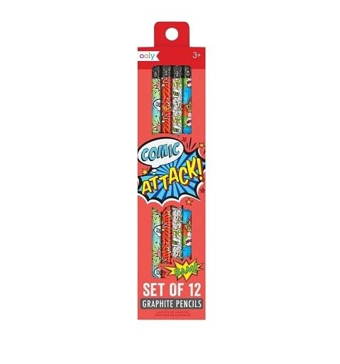 OOLY Comic Attack Graphite Pencils set of 12 Red 6Y+