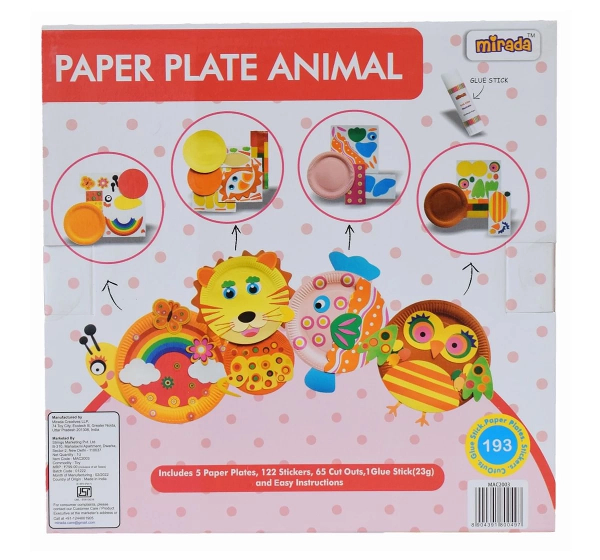  Art Craft Gift for Kids- 12 Paper Plate Art Kit Toy for 2, 3,  4, 5 Years Old Boys Girls Toddler, DIY Animal Art Supplies for Children  Preschool Classroom/ Party Favor/