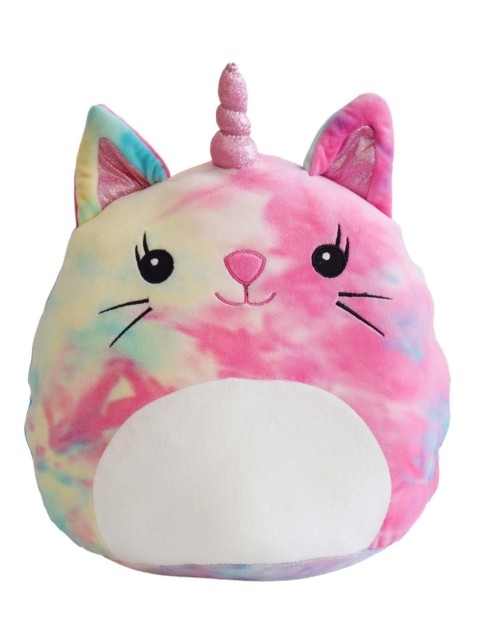 Cute Stuffed Huggable Supersoft Cat Plush Cushion By Mirada, 30Cm, Tie Dye Pink
