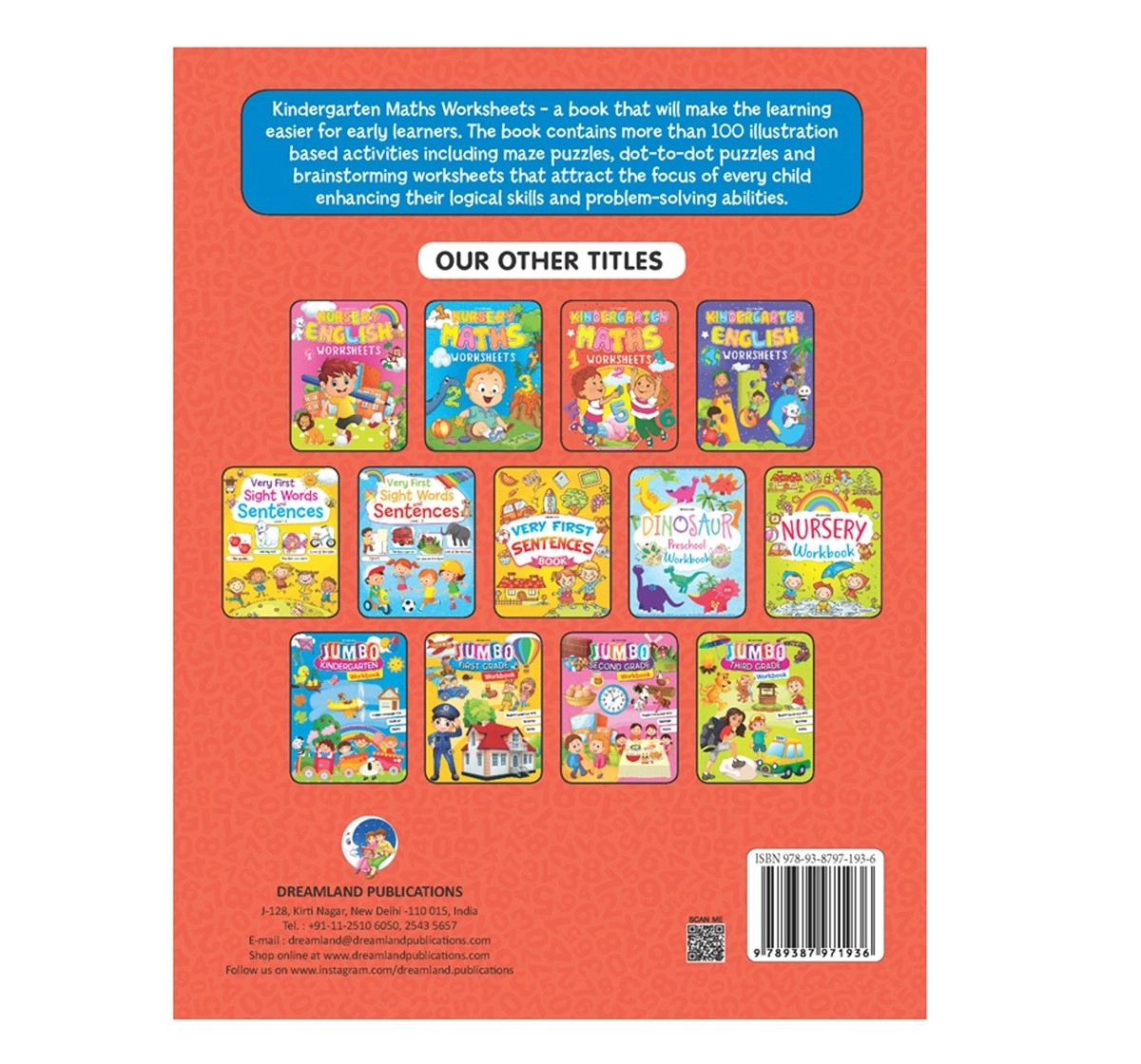 Dreamland Paperback Kinder Garden Maths Worksheets Books for Kids 4Y+, Multicolour