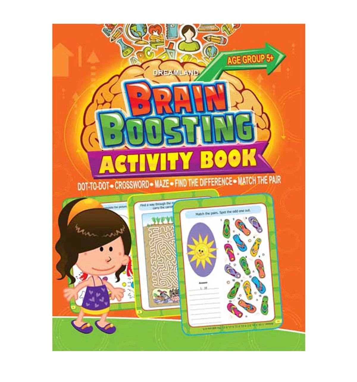 Dreamland Brain Boosting Activity Book For Kids, 64 Pages, Paperback