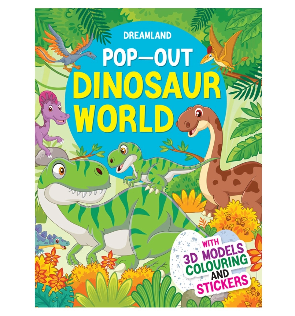 Dreamland Pop-Out Dinosaurs World With 3D Models Colouring Stickers, 1 Pages, Paperback