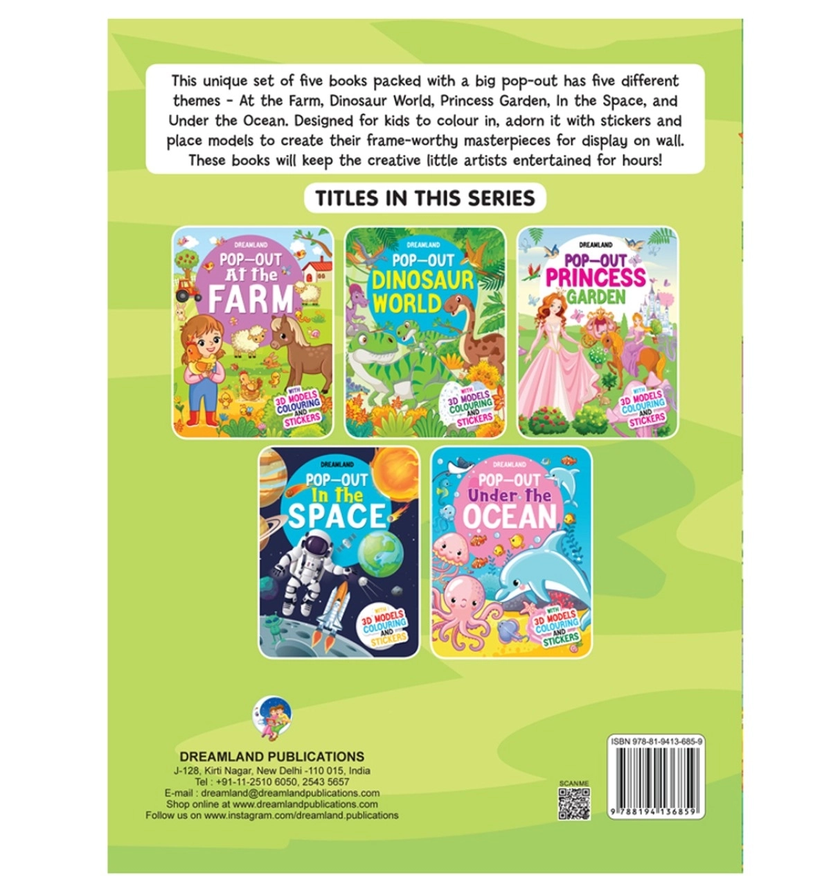 Dreamland Pop-Out Dinosaurs World With 3D Models Colouring Stickers, 1 Pages, Paperback