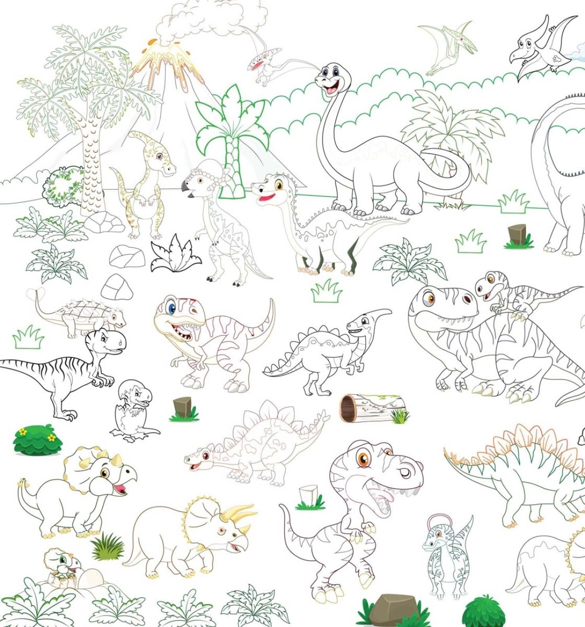 Dreamland Pop-Out Dinosaurs World With 3D Models Colouring Stickers, 1 Pages, Paperback