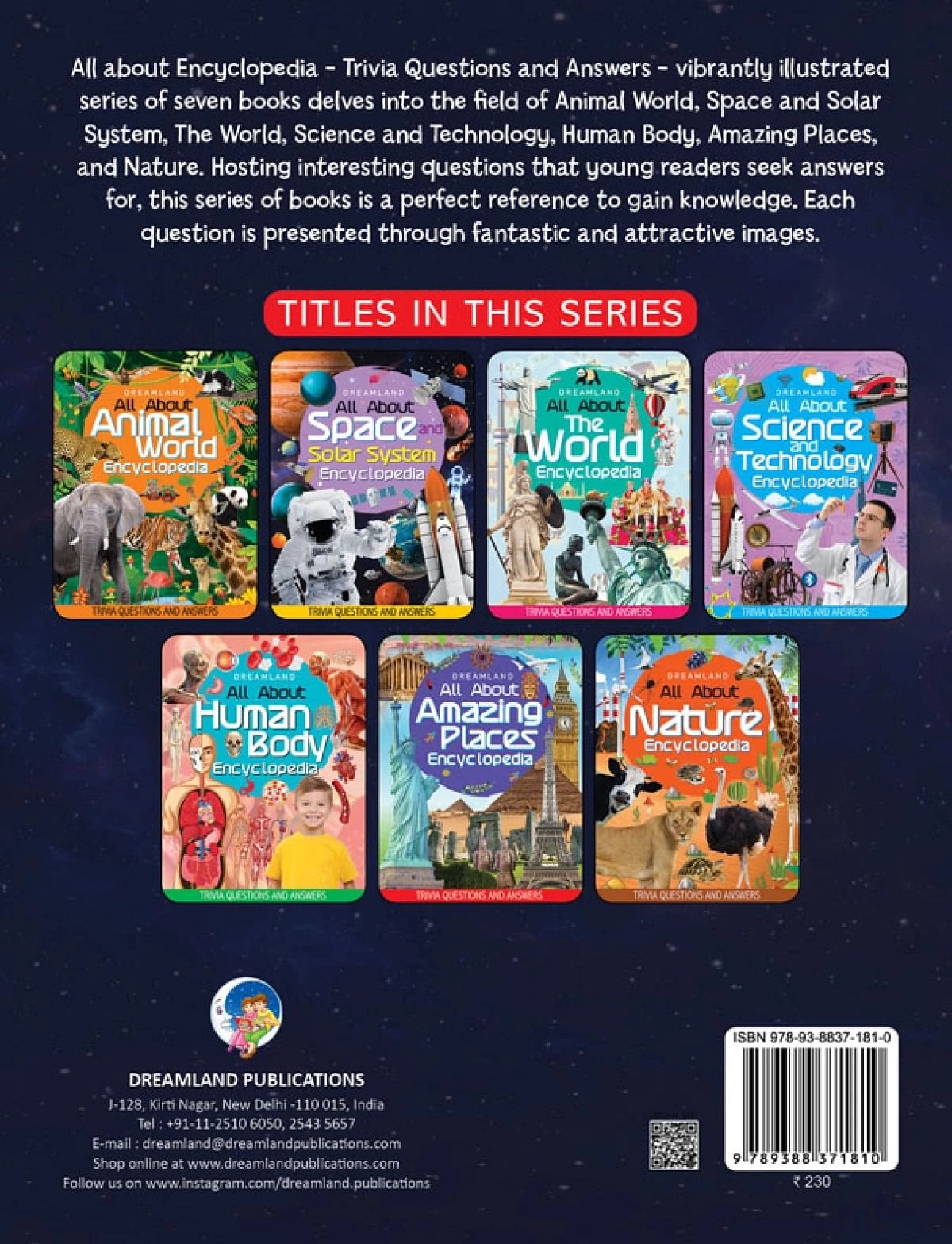 Dreamland Space And Solar System Encyclopedia For Children, All About Trivia Questions And Answers, 64 Pages, Paperback