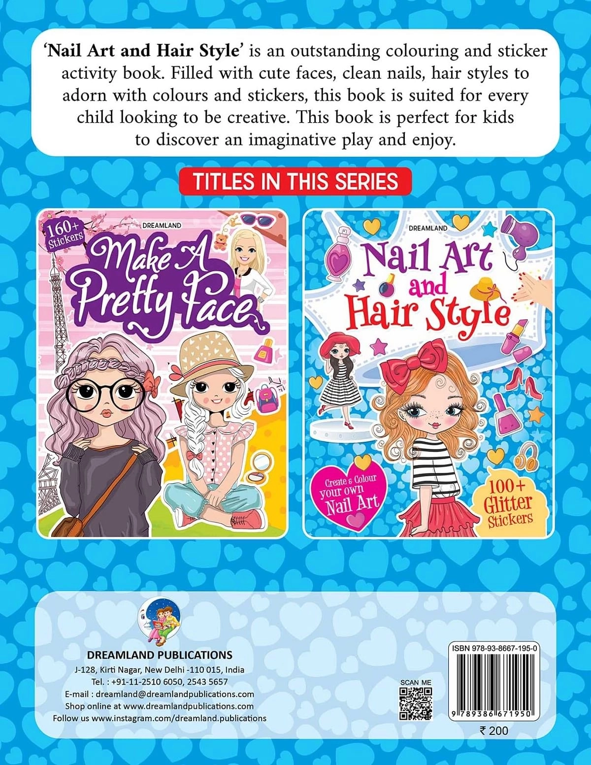 Dreamland Nail Art And Hair Style- Create And Colour Your Own Nail Art With 150 Glitter Stickers, 48 Pages, Paperback