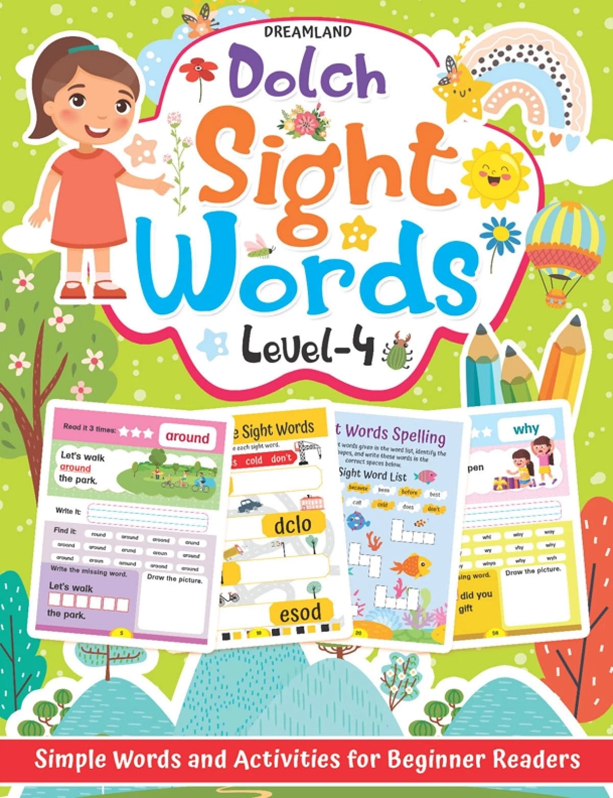 Dreamland Dolch Sight Words Level 4 Simple Words And Activities For Beginner Readers, 64 Pages, Paperback