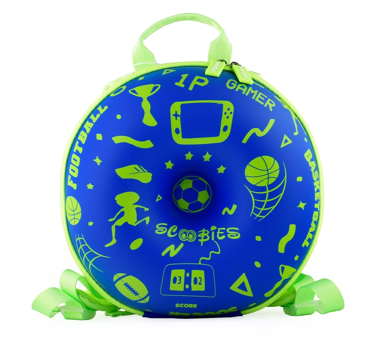 Scoobies Sporty-Donut Elegant And Cute Toddler Backpack For Little Girls Boys Bag, Blue & Green, 14 Cm, 3Y+