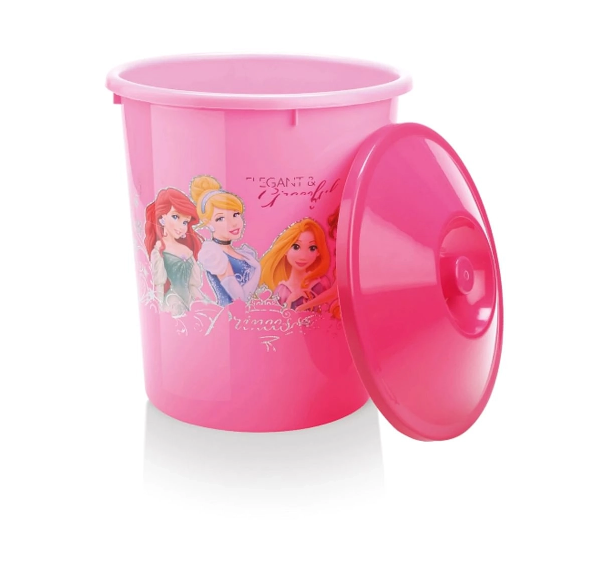 Disney Princess Bathroom Set by Joyo, 5 Pieces, Includes - Bucket, Round Patla, Dustbin, Mug and Soap Case, Pink, 3Yrs+