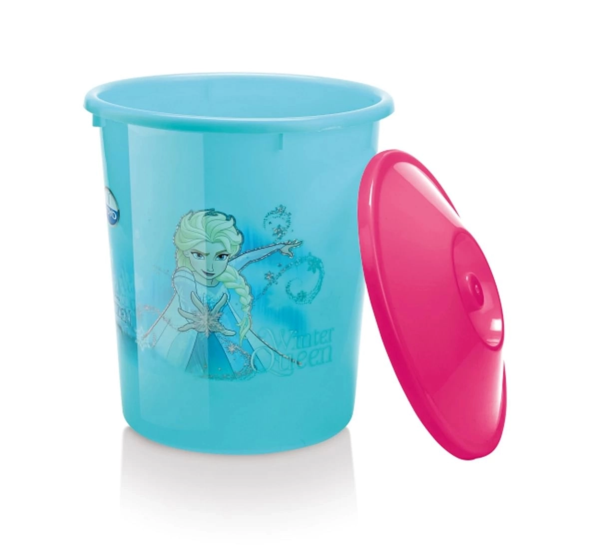 Disney Frozen Bathroom Set by Joyo, 5 Pieces, Includes - Bucket, Round Patla, Dustbin, Mug and Soap Case, Blue, 3Yrs+