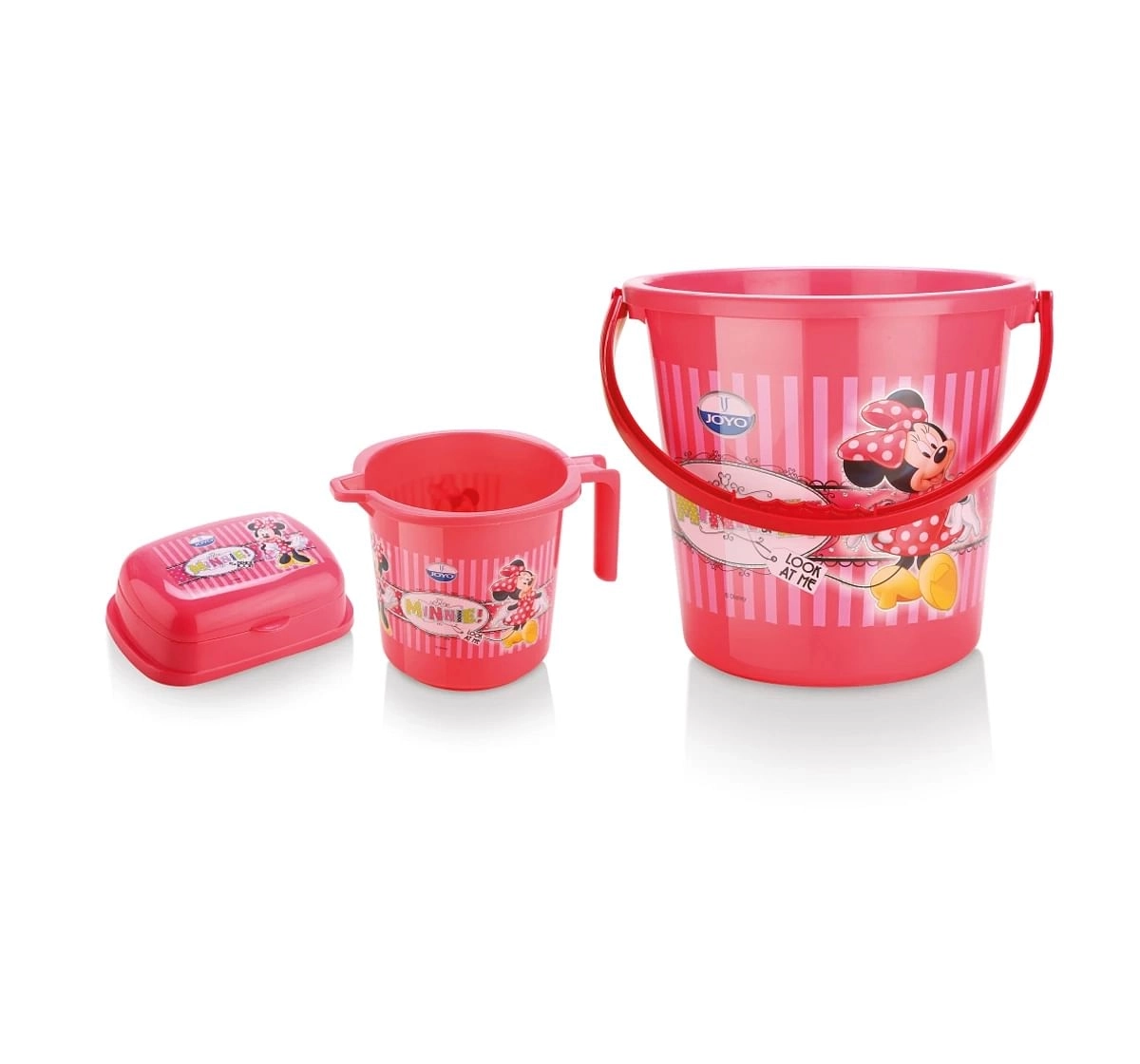 Disney Mouse Bathroom Set by Joyo, 5 Pieces, Includes - Bucket, Round Patla, Dustbin, Mug and Soap Case, Pink, 3Yrs+