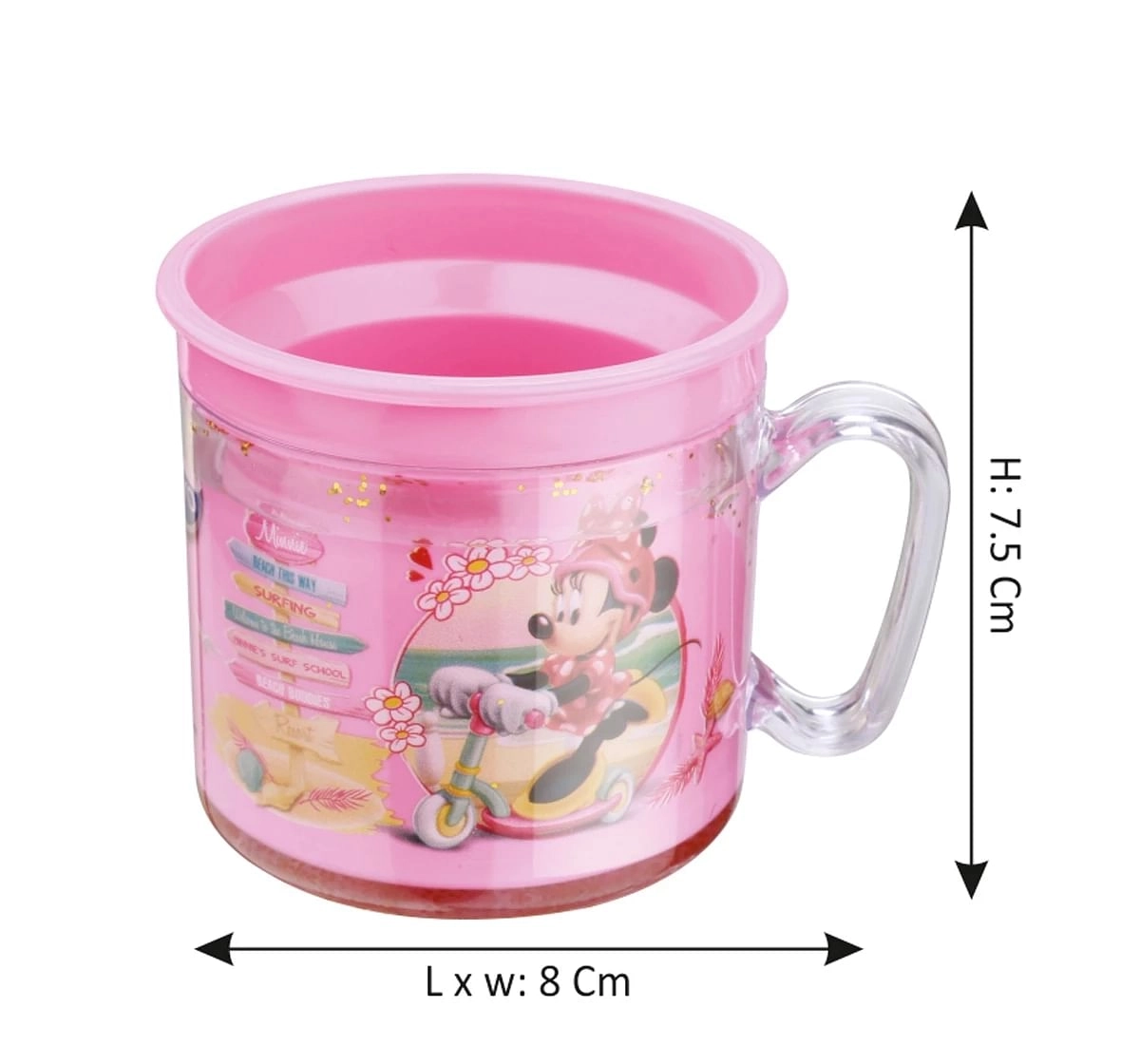 Joyo Disney Princess Double Wall Sail Milk & Tea Mug for Kids with Cartoon Print Mug for Kids with Handle, 190ml, Pink, 3Yrs+