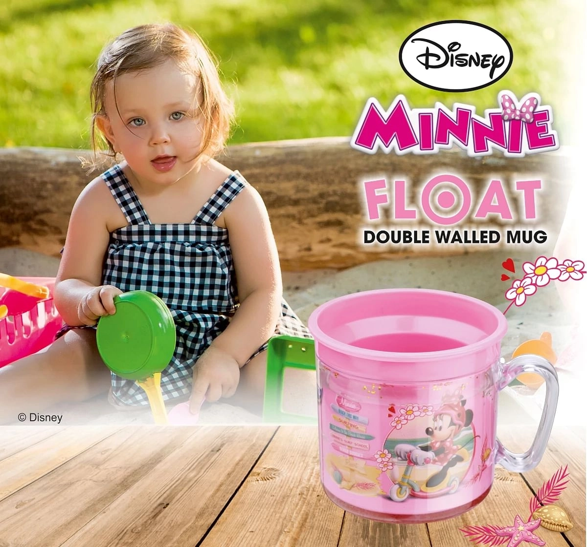 Joyo Disney Princess Double Wall Sail Milk & Tea Mug for Kids with Cartoon Print Mug for Kids with Handle, 190ml, Pink, 3Yrs+