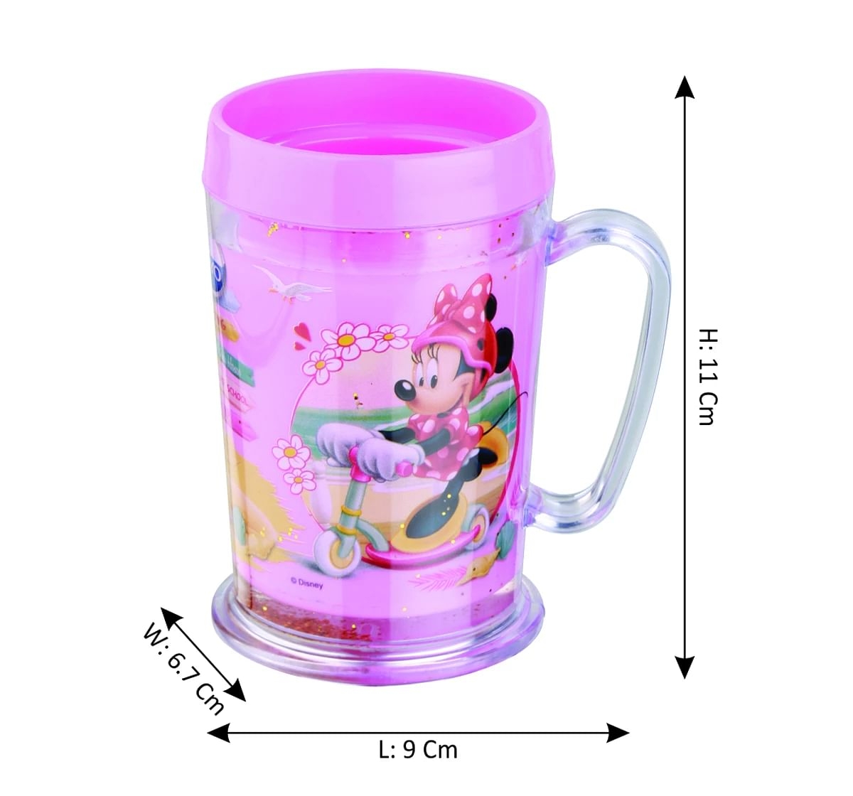 Joyo Disney Mickey Milano Milk & Tea Plastic Mug for Kids with Cartoon Print Mug for Kids with Lid, Yellow, 3Yrs+