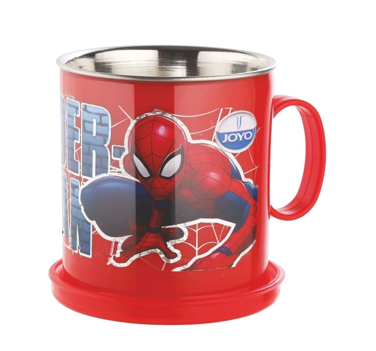 Joyo Marvel Spiderman Espresso Milk & Tea Stainless Steel Mug for Kids with Cartoon Print Mug for Kids with Lid, 250ml, Red, 3Yrs+