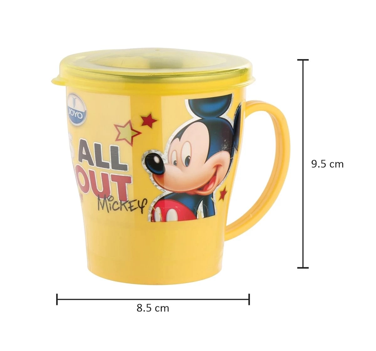 Joyo Disney Mickey Dream Milk & Tea Mug for Kids with Cartoon Print Mug for Kids with Handle, 300ml, Yellow, 3Yrs+