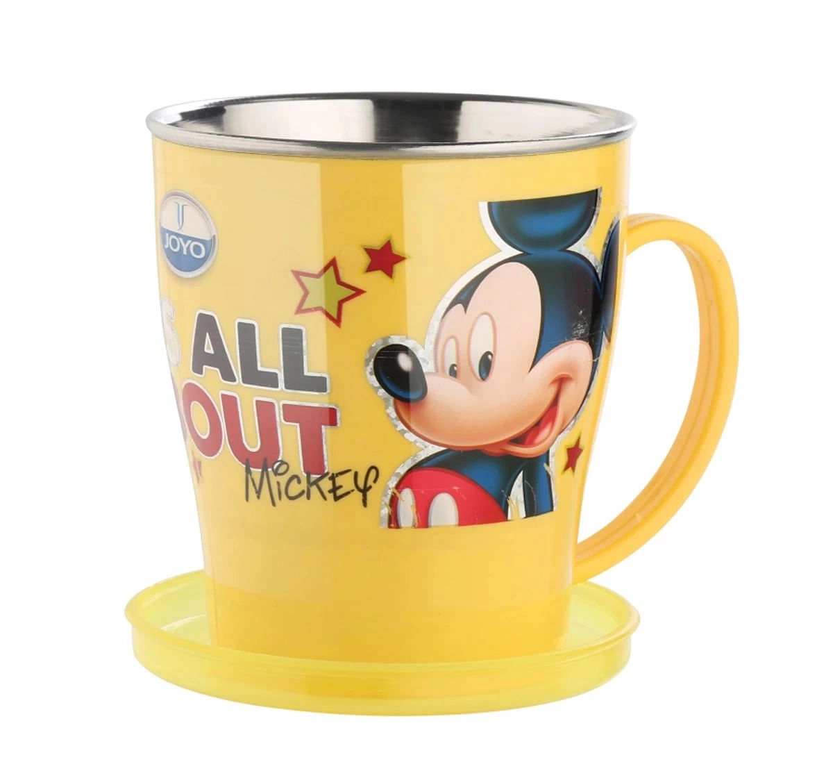 Joyo Disney Mickey Dream Milk & Tea Mug for Kids with Cartoon Print Mug for Kids with Handle, 300ml, Yellow, 3Yrs+
