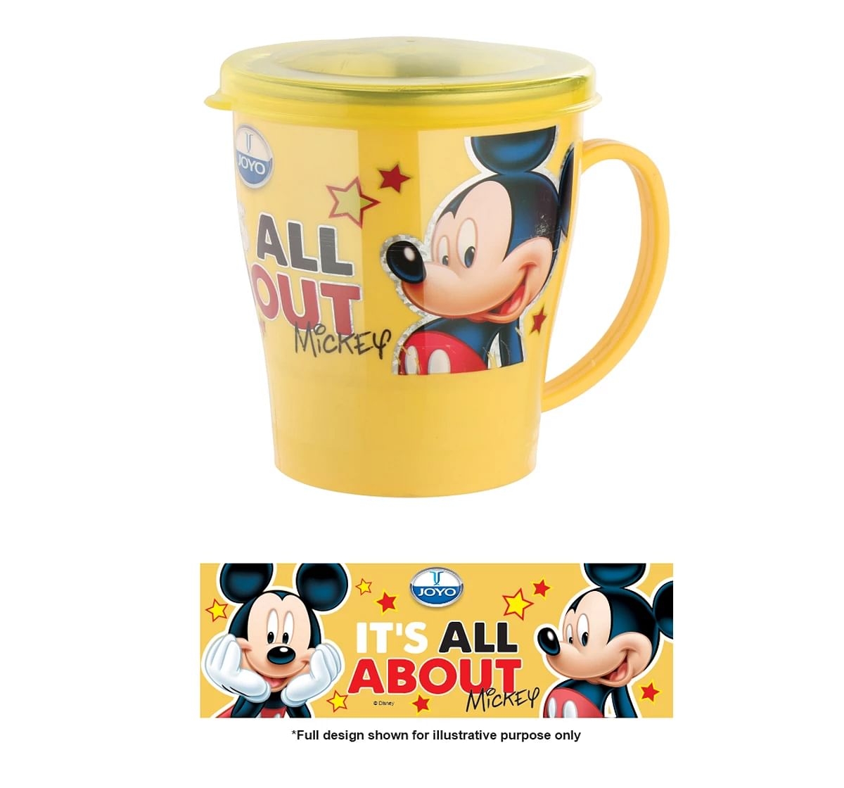 Joyo Disney Mickey Dream Milk & Tea Mug for Kids with Cartoon Print Mug for Kids with Handle, 300ml, Yellow, 3Yrs+