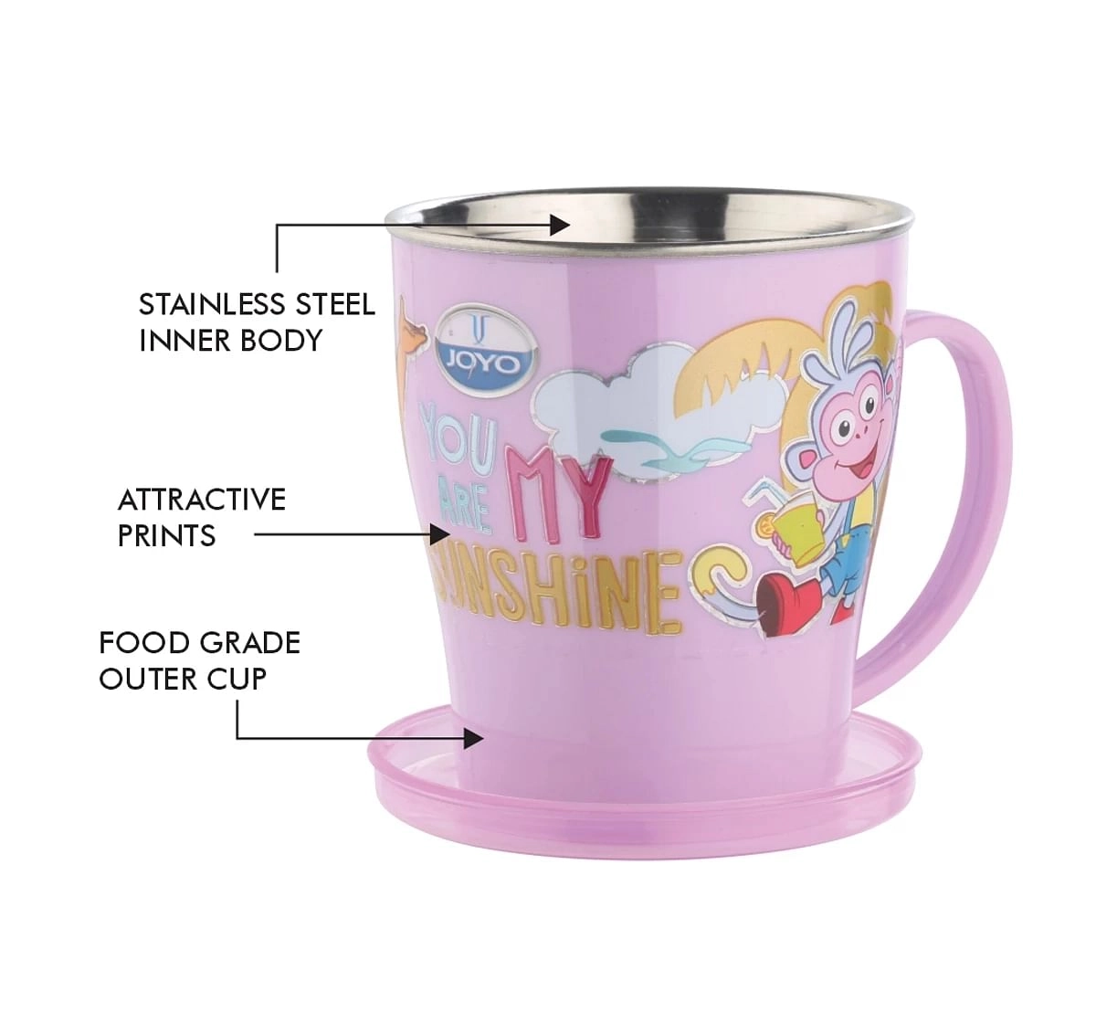Joyo Disney Peppa Dream Milk & Tea Mug for Kids with Cartoon Print Mug for Kids with Handle, 300ml, Blue, 3Yrs+
