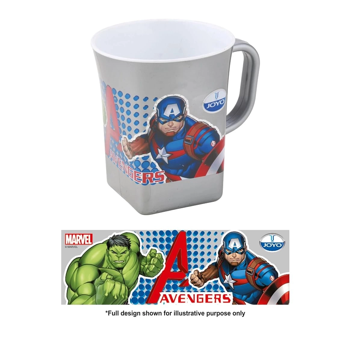 Joyo Marvel Avengers Dream Milk & Tea Mug for Kids with Cartoon Print Mug for Kids with Handle, 300ml, Grey, 3Yrs+