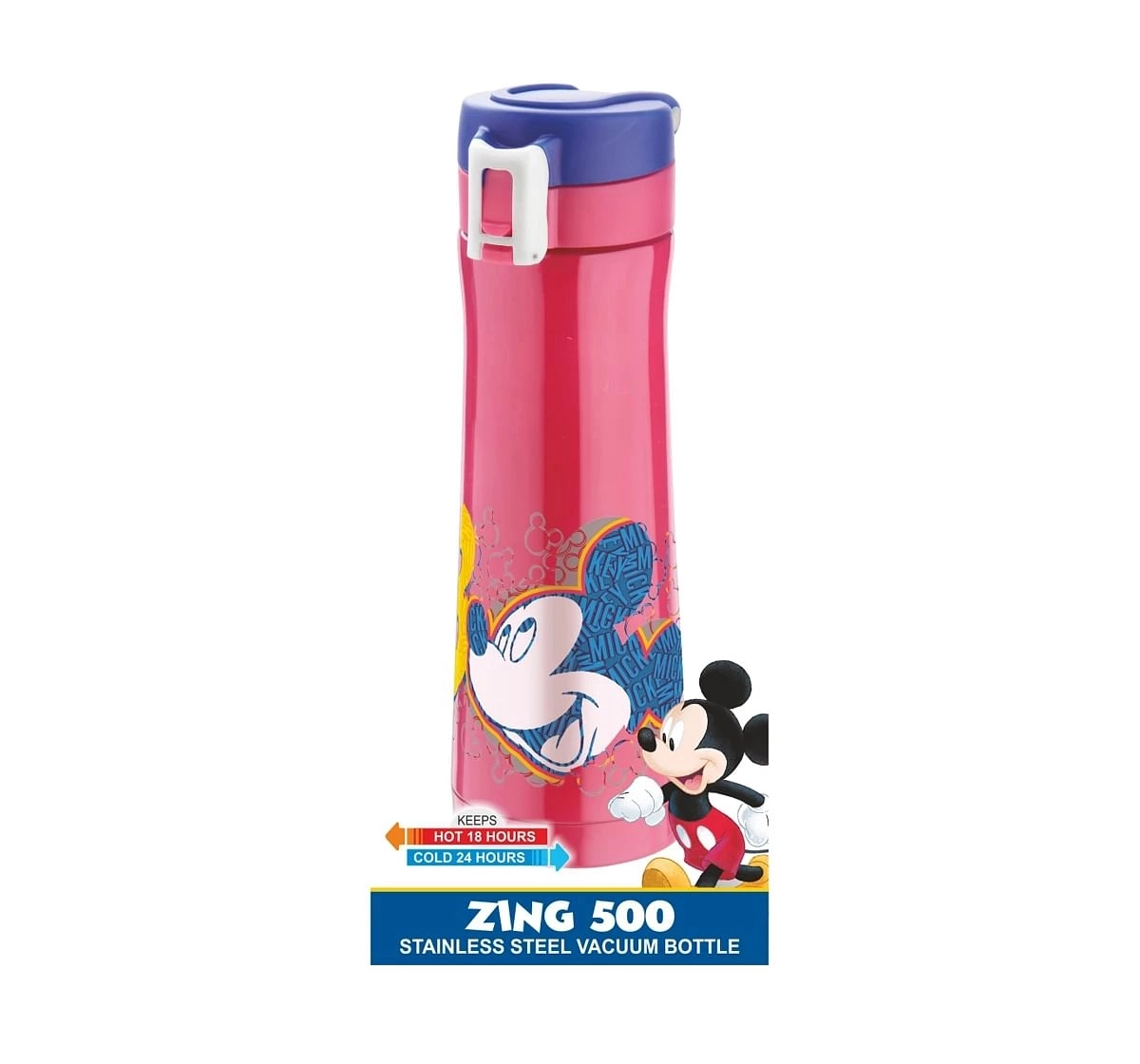 Disney Mickey Zing Stainless Steel Insulated Water Bottle by Joyo for Kids of Ages 3Yrs+, 500 ML, Red