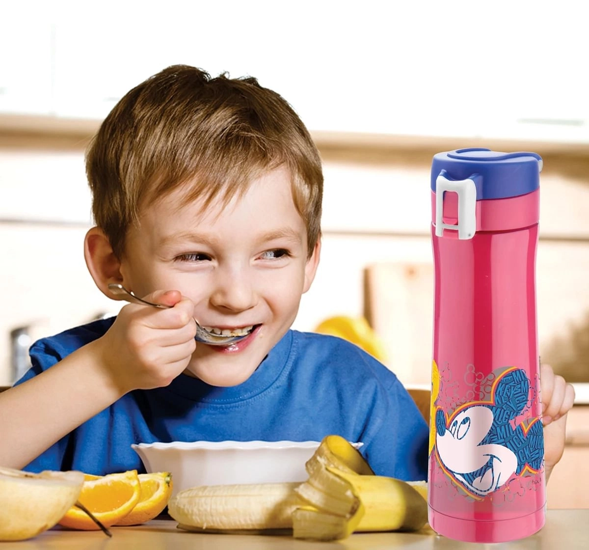Disney Mickey Zing Stainless Steel Insulated Water Bottle by Joyo for Kids of Ages 3Yrs+, 500 ML, Red