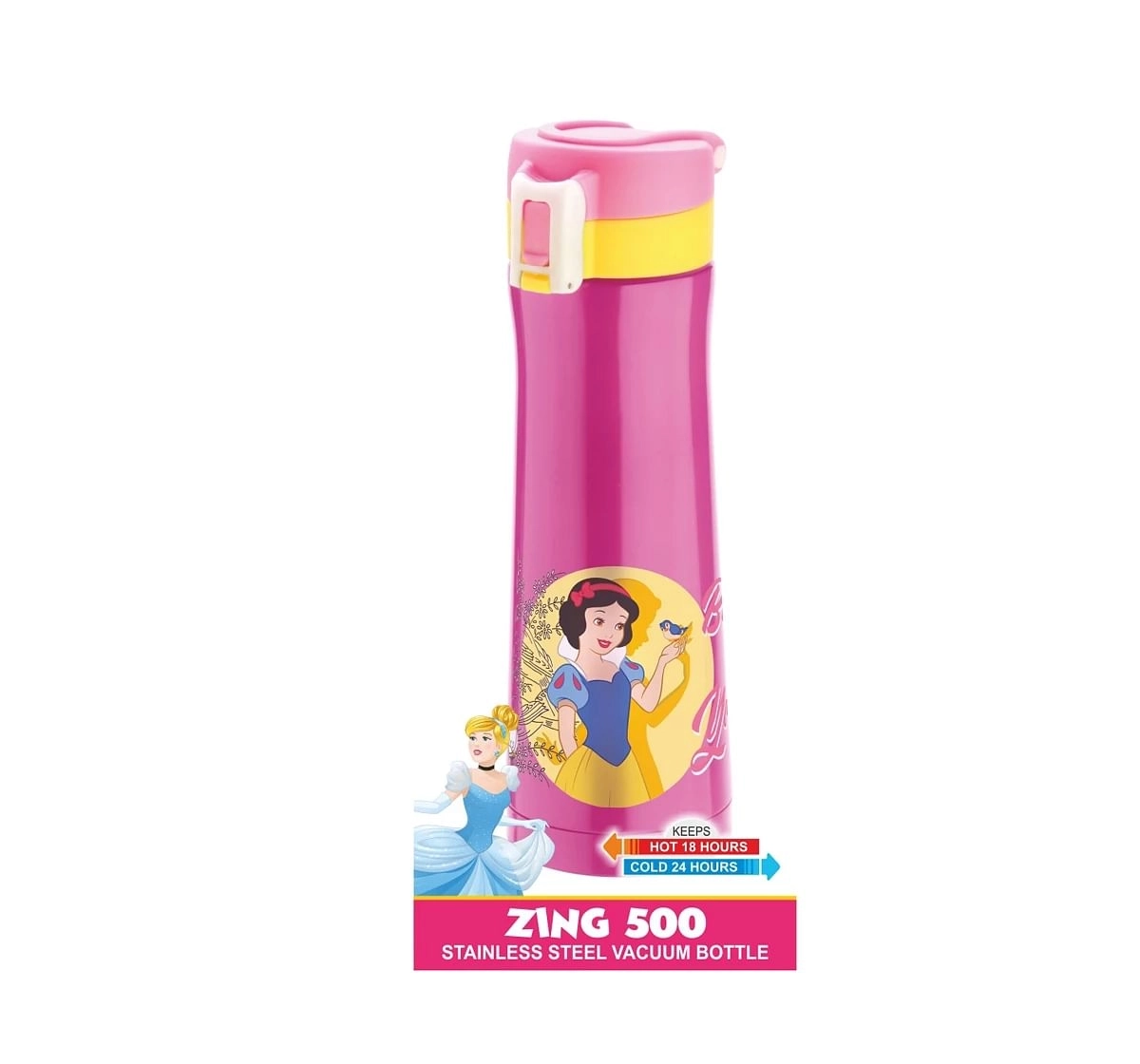 Disney Princess Zing Stainless Steel Insulated Water Bottle by Joyo for Kids of Ages 3Yrs+, 500 ML, Pink