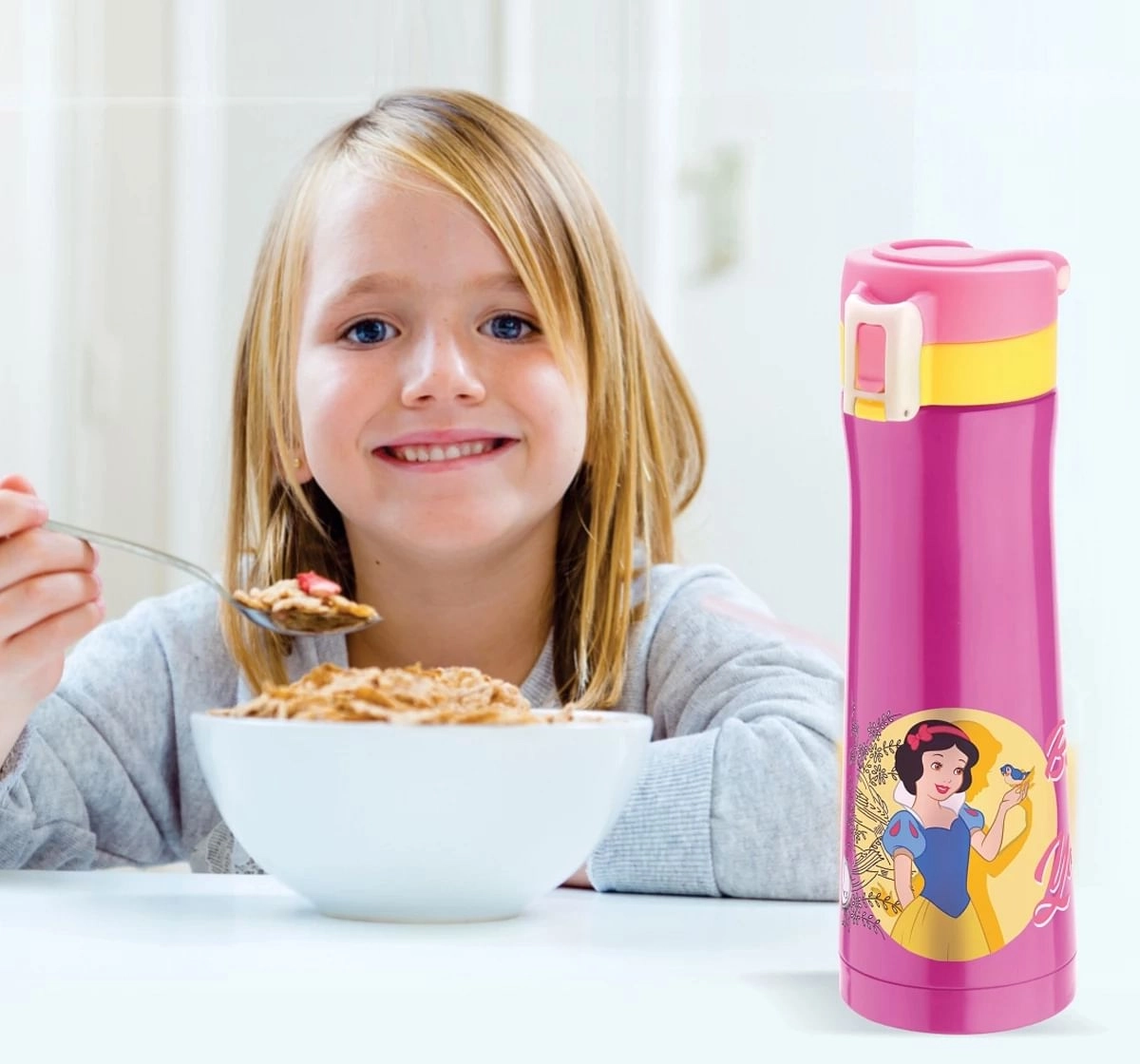 Disney Princess Zing Stainless Steel Insulated Water Bottle by Joyo for Kids of Ages 3Yrs+, 500 ML, Pink