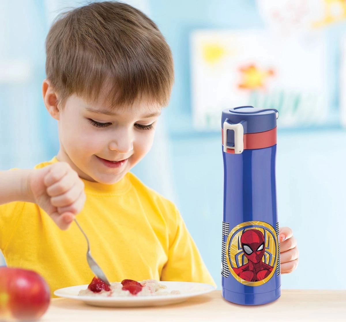 Marvel Spiderman Zing Stainless Steel Insulated Water Bottle by Joyo for Kids of Ages 3Yrs+, 500 ML, Blue