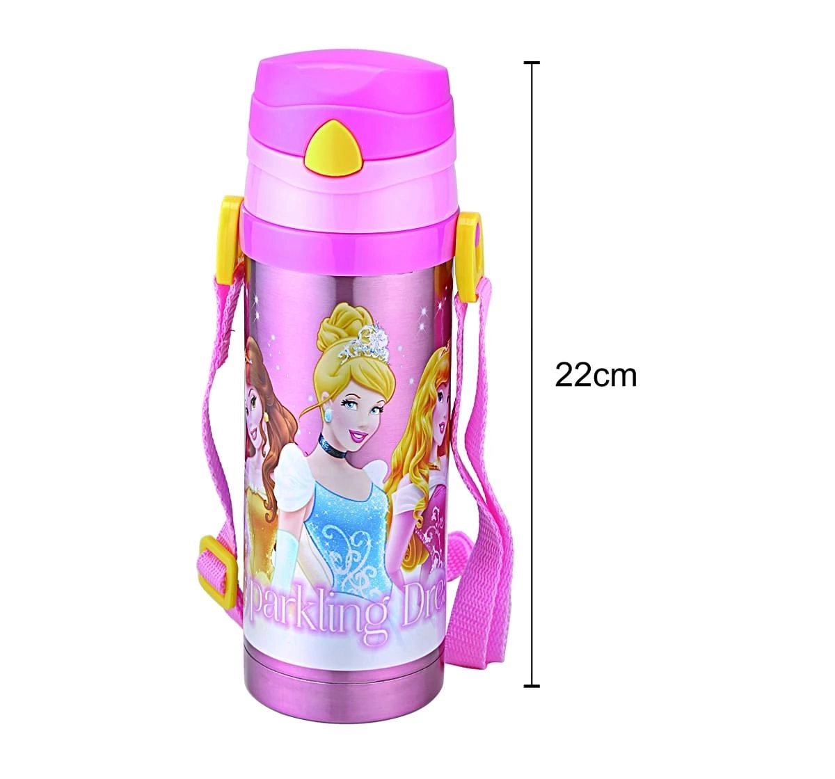 Disney Princess Cool Champ Stainless Steel Insulated Water Bottle by Joyo for Kids of Ages 3Yrs+, 450 ML, Pink