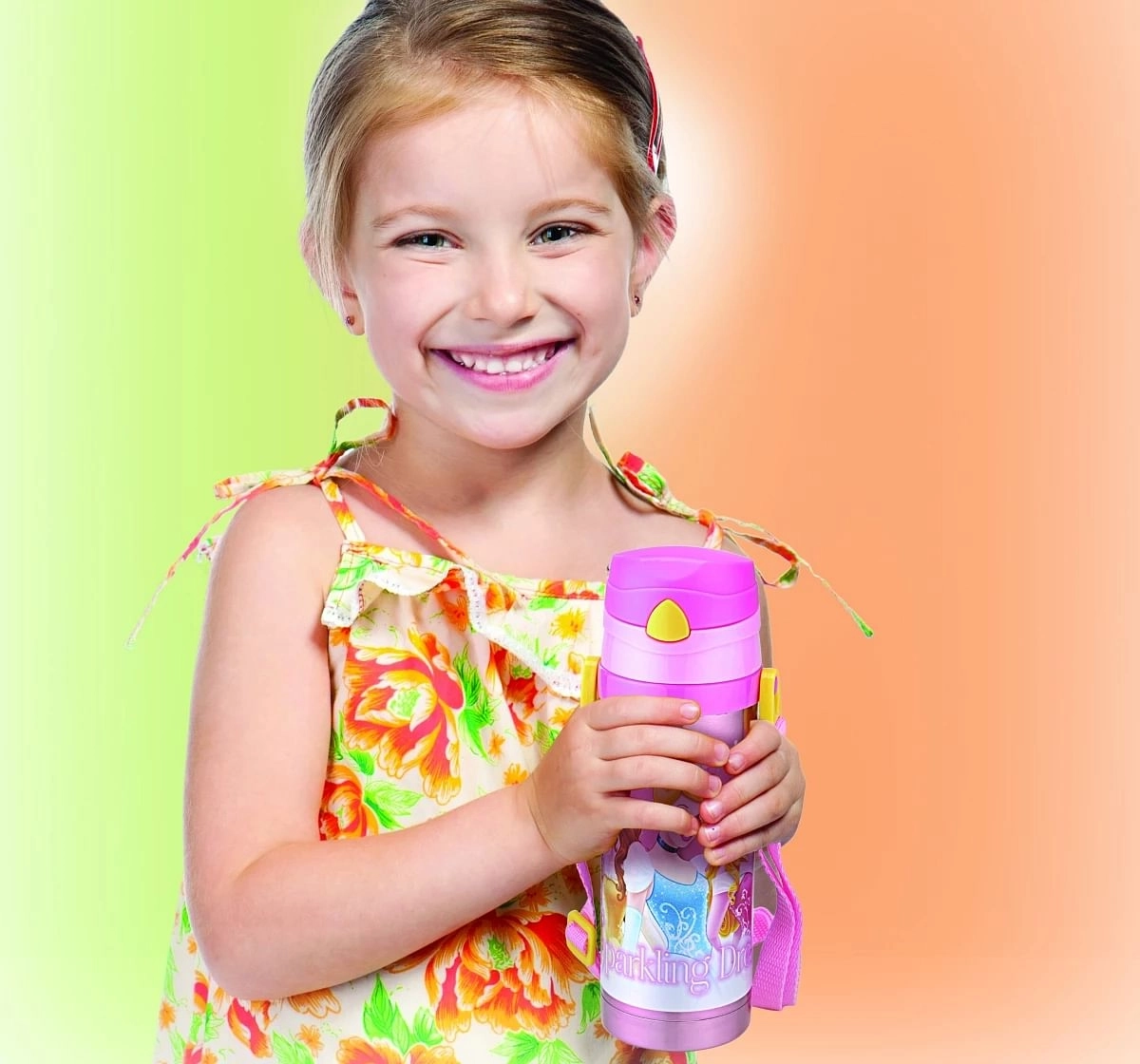 Disney Princess Cool Champ Stainless Steel Insulated Water Bottle by Joyo for Kids of Ages 3Yrs+, 450 ML, Pink