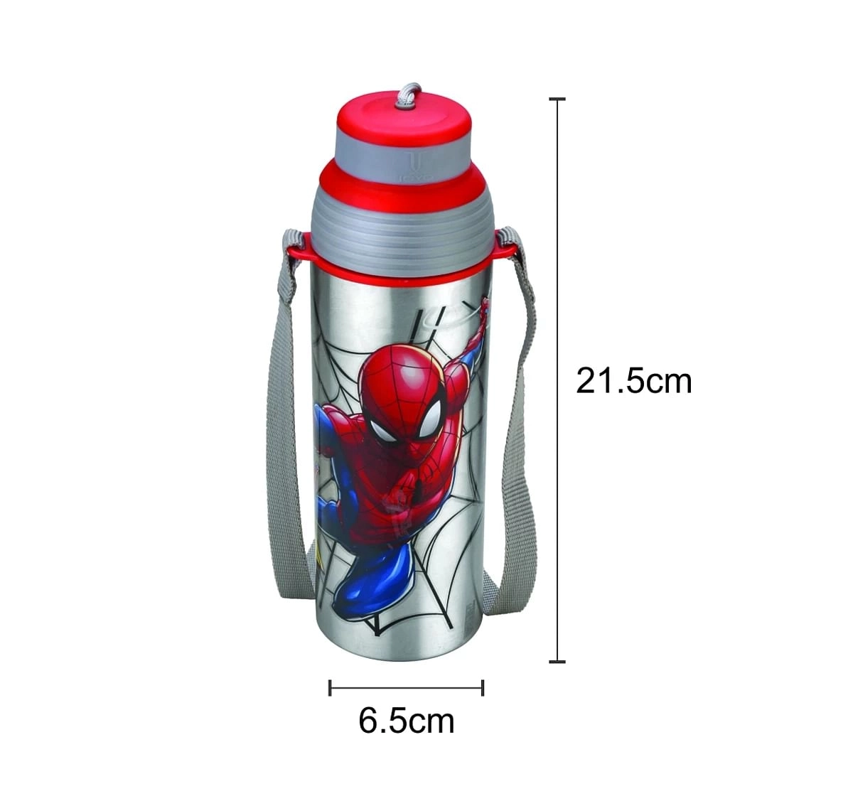 Marvel Spiderman Pluto Stainless Steel Insulated Water Bottle by Joyo for Kids of Ages 3Yrs+, 600 ML, Red