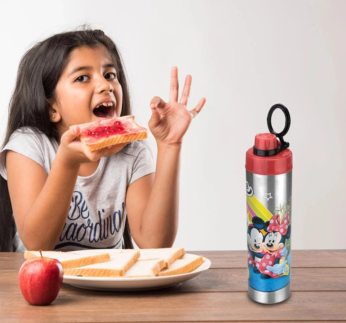 Disney Racer Bottle by Joyo, Stainless Steel Insulated Water Bottle by Joyo for Kids of Ages 3Yrs+, 800 ML, Mickey , Silver