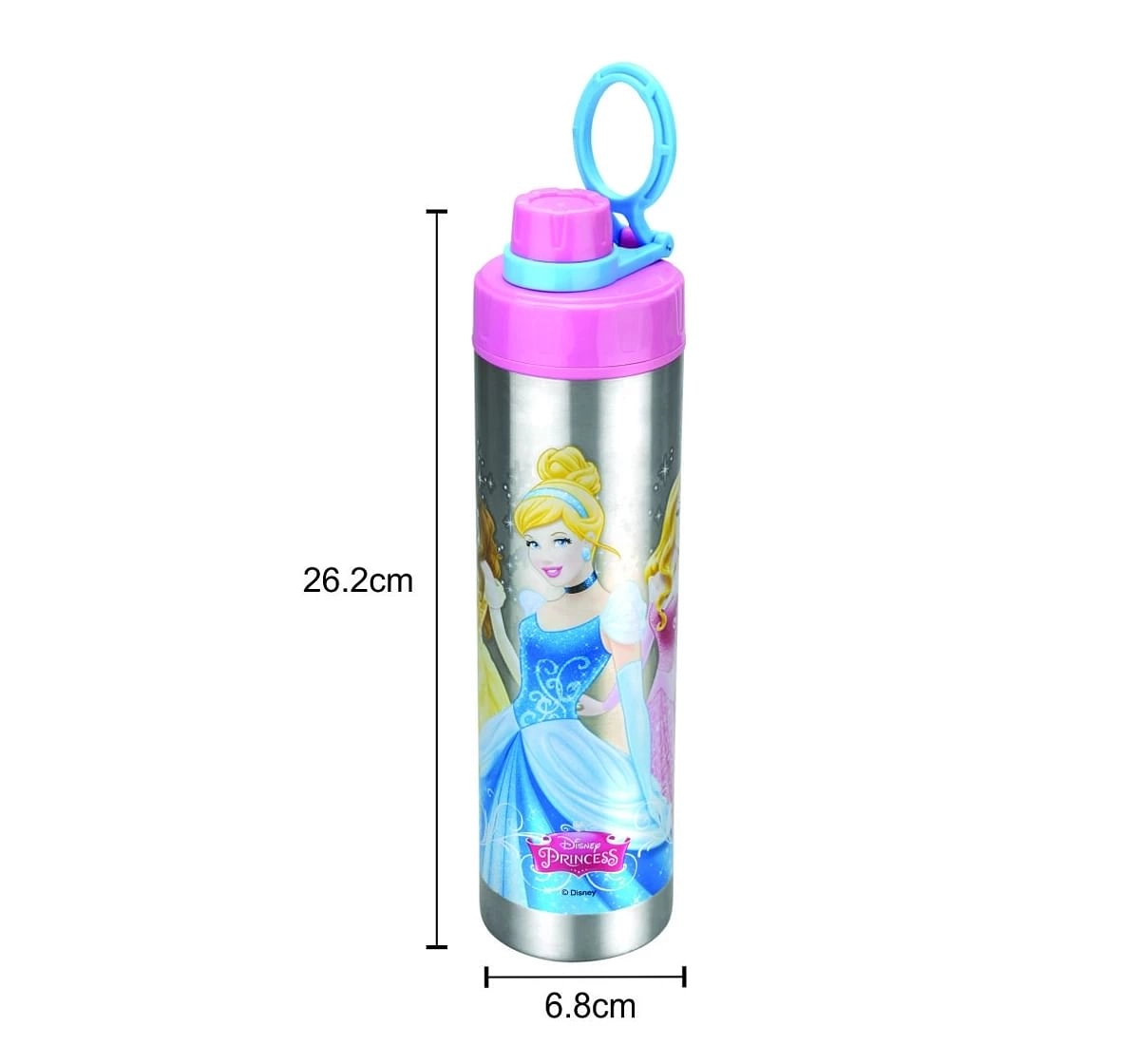 Disney Racer Bottle by Joyo, Stainless Steel Insulated Water Bottle by Joyo for Kids of Ages 3Yrs+, 800 ML, Princess , Silver