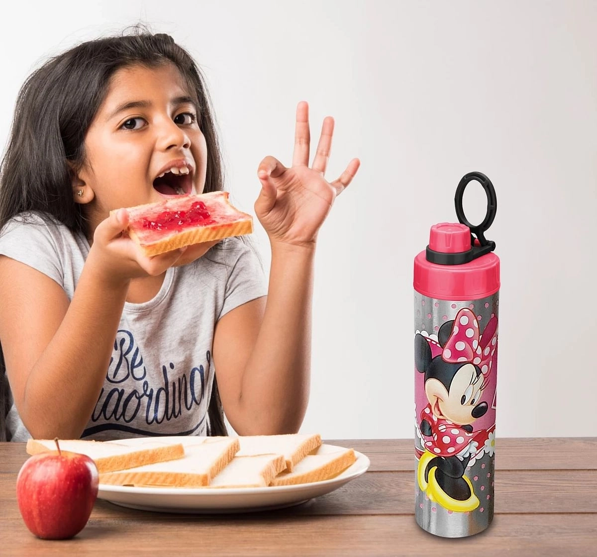 Disney Racer Bottle by Joyo, Stainless Steel Insulated Water Bottle by Joyo for Kids of Ages 3Yrs+, 800 ML, Minnie , Silver