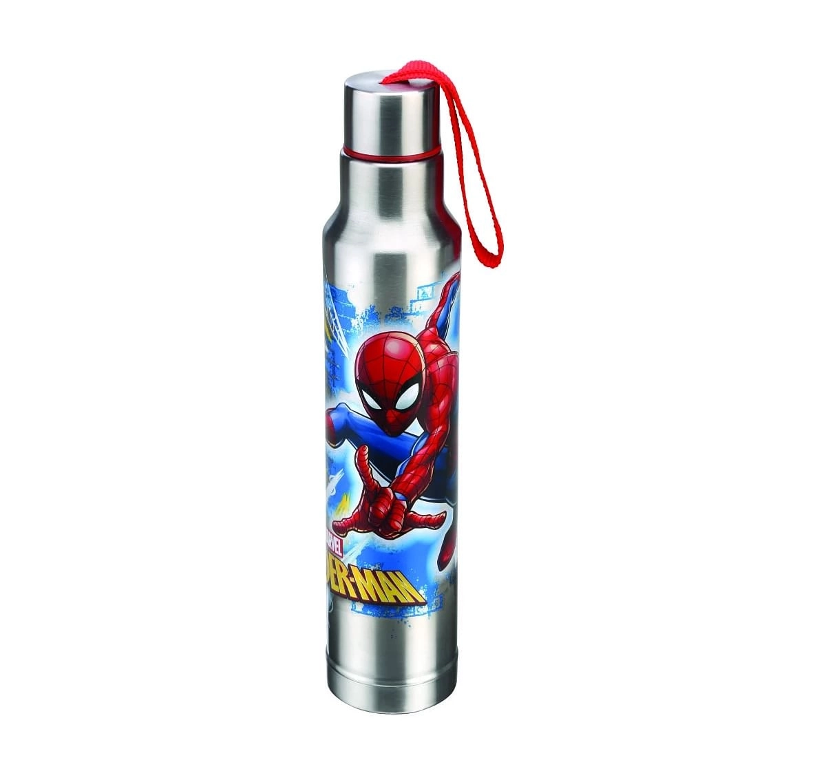 Marvel Spiderman Ritz Stainless Steel Insulated Water Bottle by Joyo for Kids of Ages 3Yrs+, 650ml, Silver