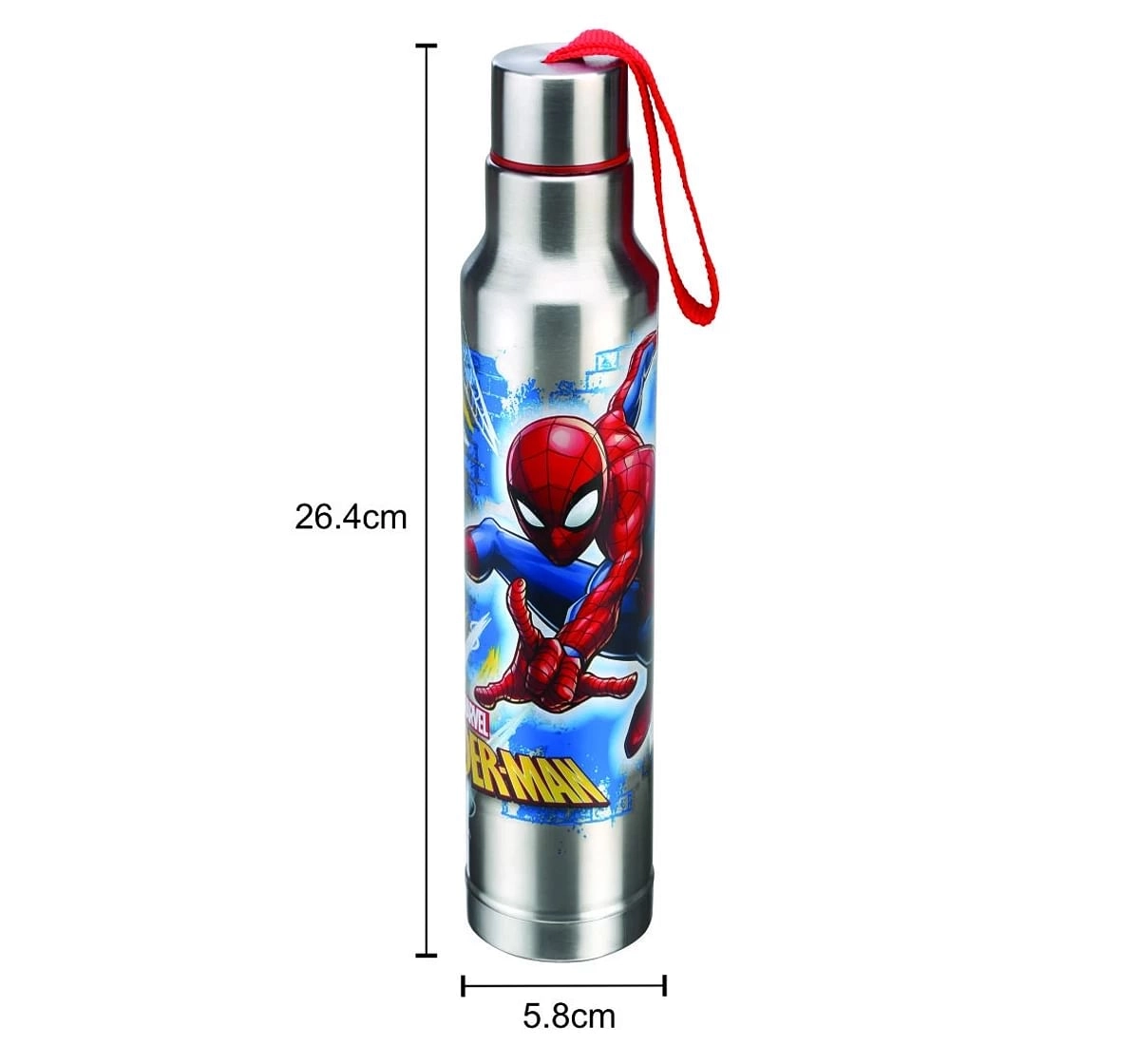Marvel Spiderman Ritz Stainless Steel Insulated Water Bottle by Joyo for Kids of Ages 3Yrs+, 650ml, Silver