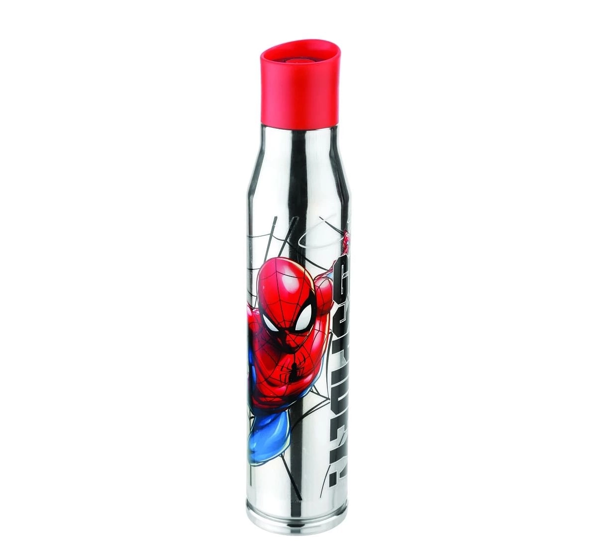 Marvel Spiderman Marathon Stainless Steel Insulated Water Bottle by Joyo for Kids of Ages 3Yrs+, 900ml, Silver