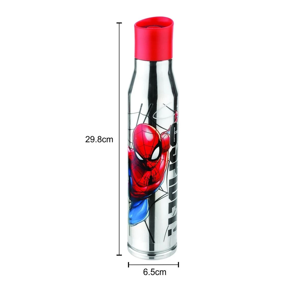 Marvel Spiderman Marathon Stainless Steel Insulated Water Bottle by Joyo for Kids of Ages 3Yrs+, 900ml, Silver