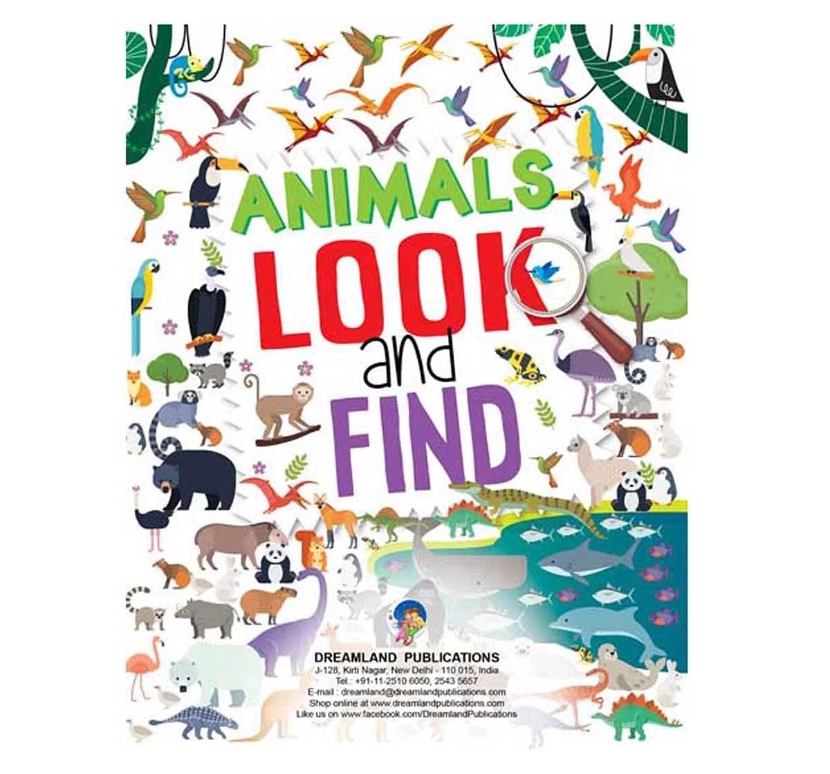 Dreamland Paper Back Look and Find Animals Activity Book for kids 4Y+, Multicolour