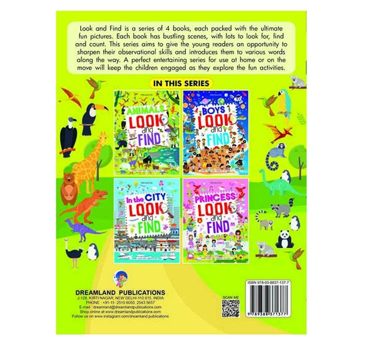 Dreamland Paper Back Look and Find Animals Activity Book for kids 4Y+, Multicolour