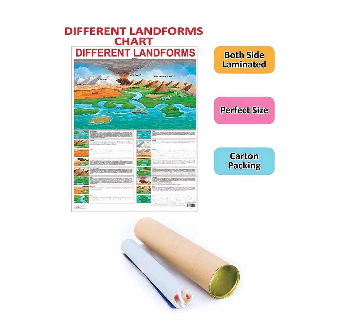 Dreamland Different Land Forms Chart for kids 5Y+, Multicolour