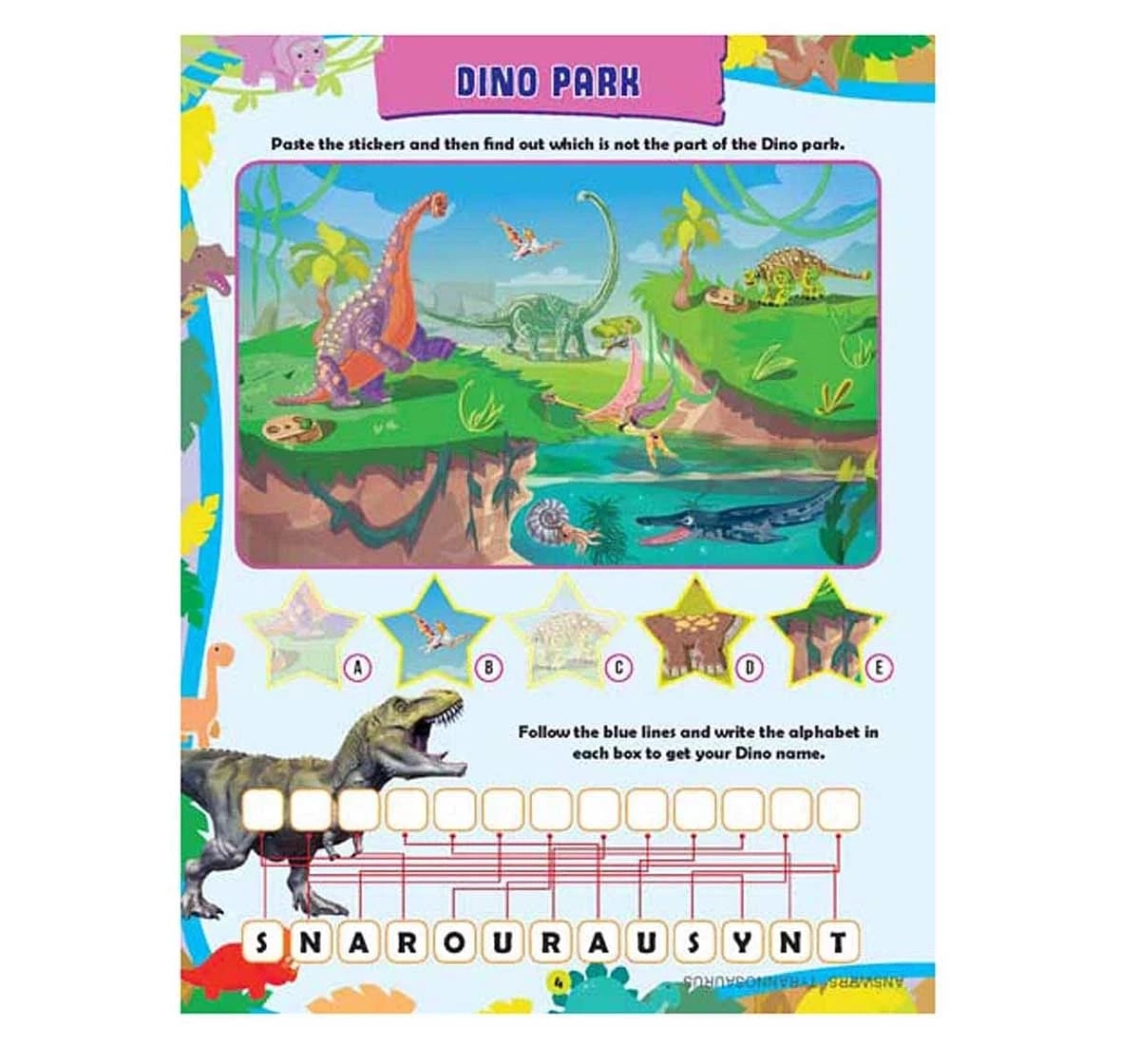 Dreamland Paper Back Awesome Dinosaurs Sticker Activity Book for kids 4Y+, Multicolour