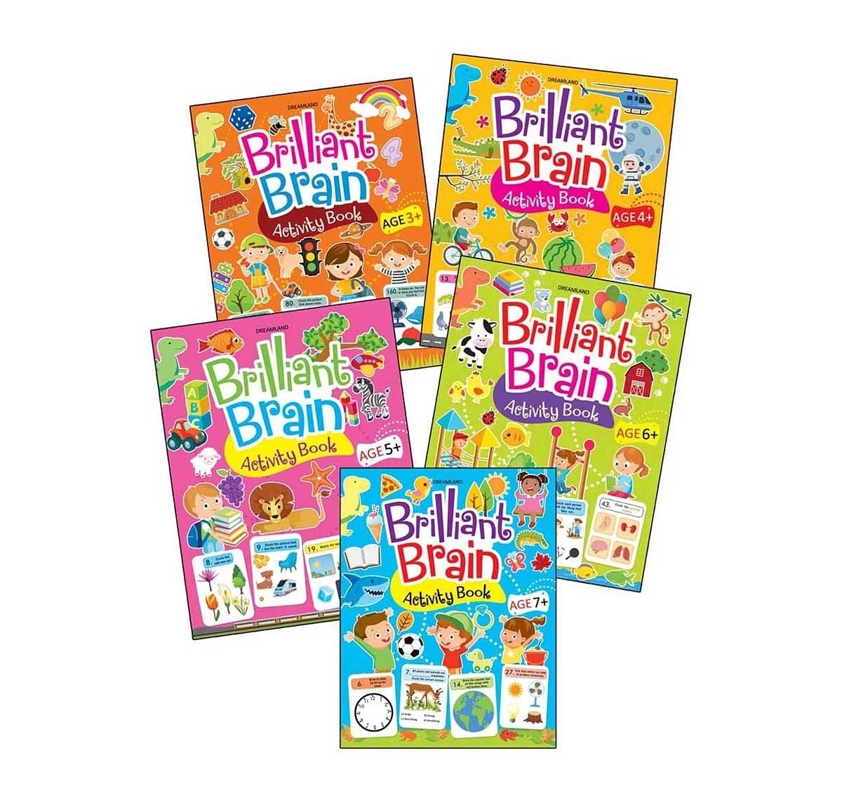 Dreamland Paper Back Brilliant Brain Activity Books Pack of 5 for kids 3Y+, Multicolour