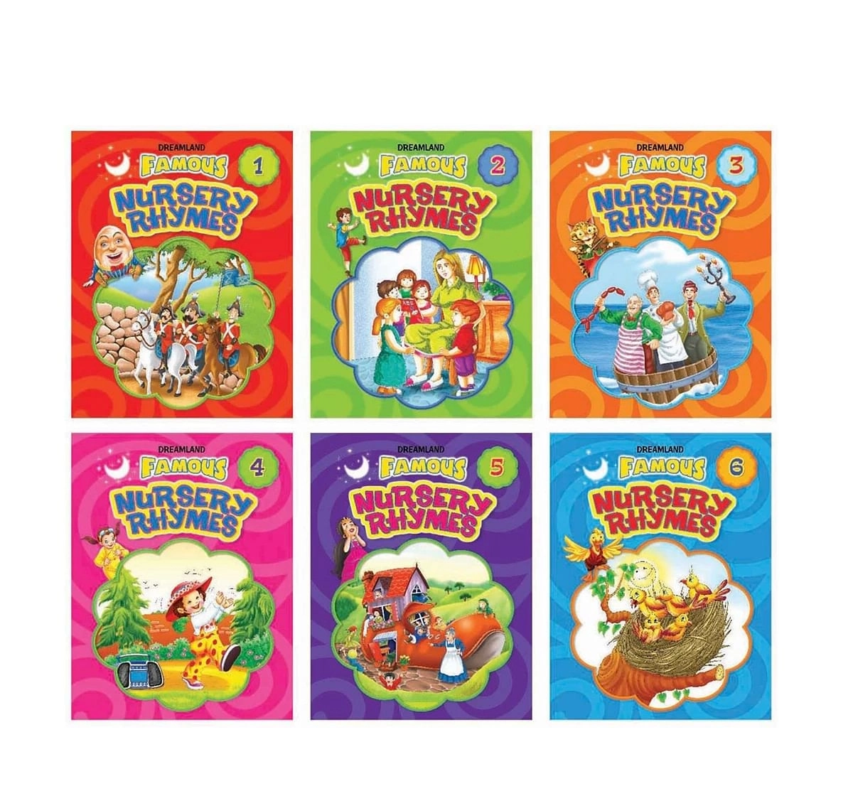 Dreamland Paper Back Famous Nursery Rhymes 1 To 6 Pack Book for kids 3Y+, Multicolour