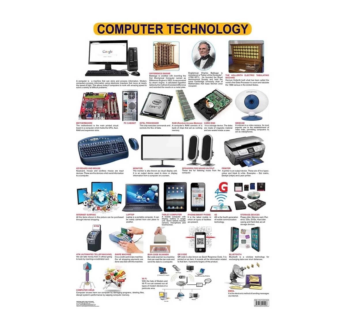 Dreamland Computer Technology Chart for kids 12Y+, Multicolour